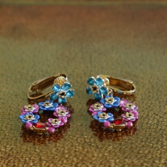 Les Nereides Clip-on EarringForget-me-not and Rosebuds Circular Clip-on Earring - Picture 2 of 5